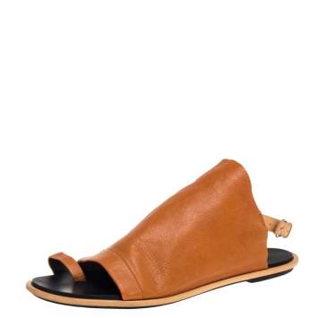 Pre Owned Balenciaga Tan Leather Flats Size 41