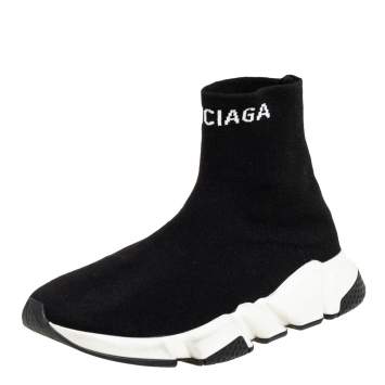 Pre Owned Balenciaga Black Knit Fabric Speed Sock Sneakers Size 40