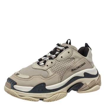 Pre Owned Balenciaga Multicolor Mesh And Leather Triple S Sneakers Size 38