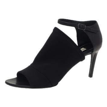 Pre Owned Balenciaga Black Rubberised Neoprene Glove Sandals Size 38