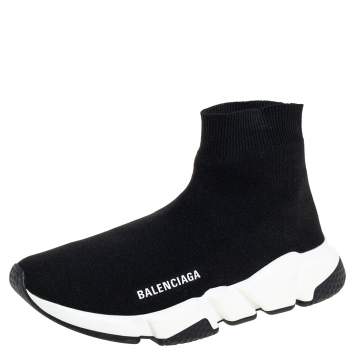 Pre Owned Balenciaga Black Knit Fabric Speed Trainer Sneakers Size 39