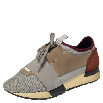 مملوكة مسبقًا Balenciaga Multicolor Mesh And Leather Race Runner Sneakers Size 37