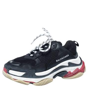 Pre Owned Balenciaga Multicolor Mesh and Leather Triple S Clear Sole Sneakers Size 39