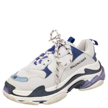Pre Owned Balenciaga Multicolor Leather And Mesh Triple S Chunky Sneakers Size 38