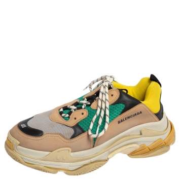 Pre Owned Balenciaga Multicolor Leather and Mesh Triple S Sneakers Size 45
