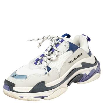 Pre Owned Balenciaga Multicolor Mesh And Leather Triple S Clear  Low Top Sneakers Size 37