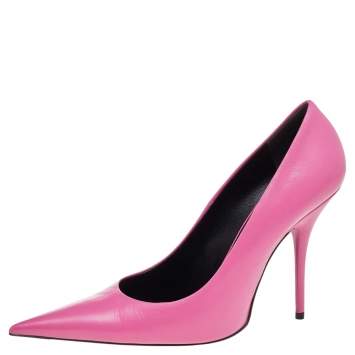Pre Owned Balenciaga Pink Leather Knife Pumps Size 39