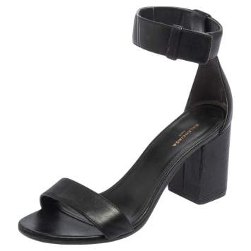 Pre Owned Balenciaga Black Leather Ankle Strap Sandals Size 36