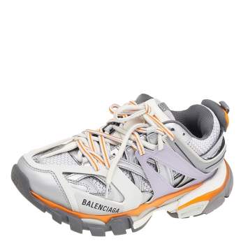 Pre Owned Balenciaga Multicolor Leather And Mesh Track Lace Up Sneakers Size 38