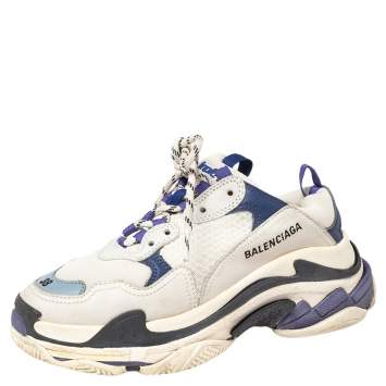 Pre Owned Balenciaga Multicolor Leather And Mesh Triple S Chunky Sneakers Size 38