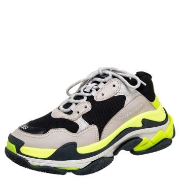 Pre Owned Balenciaga Multicolor Leather And Mesh Triple S Sneakers Size 39