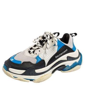 Pre Owned Balenciaga Tricolor Mesh and Leather Triple S Sneakers Size 38