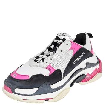 Pre Owned Balenciaga Multicolor Mesh And Leather Triple S Low Top Sneakers Size 39