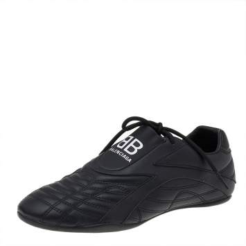 Pre Owned Balenciaga Black Leather Zen Low Top Sneakers Size 38