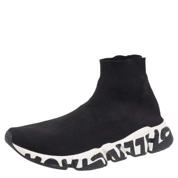 Pre Owned Balenciaga Black Knit Fabric Sock Sneakers Size 41