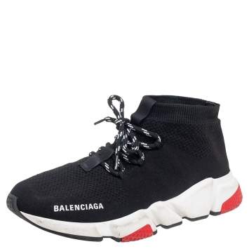 Pre Owned Balenciaga Black Knit Fabric Speed Trainer Sneakers Size 40