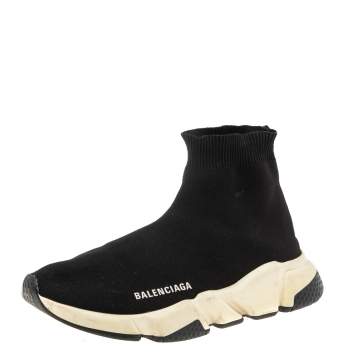 Pre Owned Balenciaga Black Knit Fabric Speed Trainer Sneakers Size 39