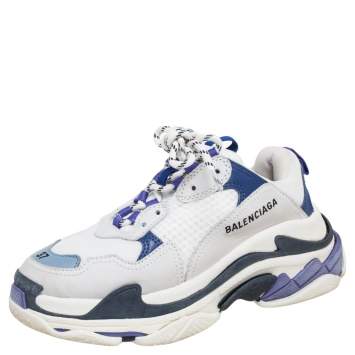 Pre Owned Balenciaga Multicolor Mesh and Leather Triple S Sneakers Size 37
