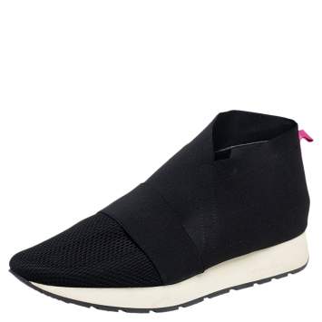 Pre Owned Balenciaga Black Stretch Band And Mesh Slip On Sneakers Size 41