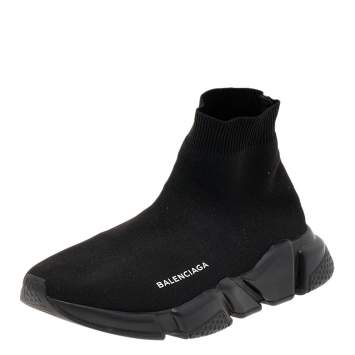 Pre Owned Balenciaga Black Knit Fabric Speed Trainer Sneakers Size 39