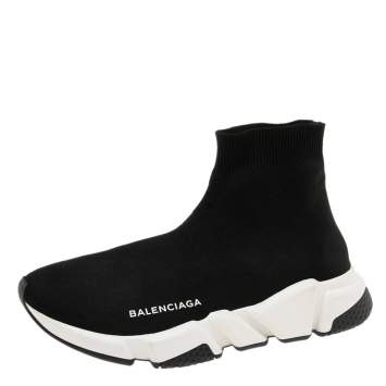 Pre Owned Balenciaga Black Knit Fabric Sock Speed High-Top Sneakers Size 38