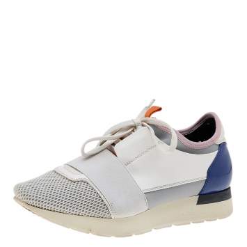 Pre Owned Balenciaga Multicolor Mesh And Leather Race Runner Sneakers Size 38
