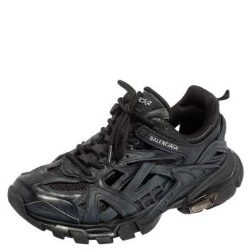 Pre Owned Balenciaga Black Rubber And Mesh Track 2 Sneakers Size 39