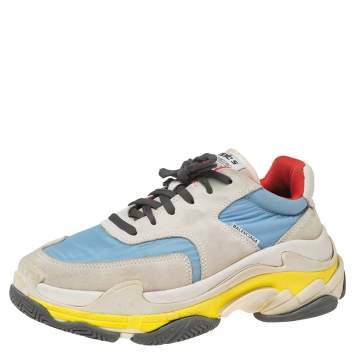 Pre Owned Balenciaga Multicolor Mesh And Leather Triple S Low Top Sneakers Size 39