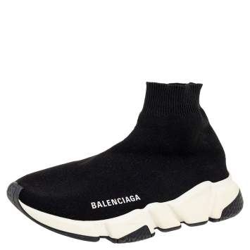 Pre Owned Balenciaga Black Knit Fabric Speed Trainer Sneakers Size 36
