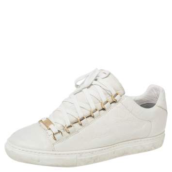 Pre Owned Balenciaga White Leather Arena  Sneakers Size 39