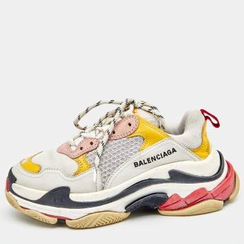 Pre Owned Balenciaga Multicolor Leather and Mesh Triple S Sneakers Size 36