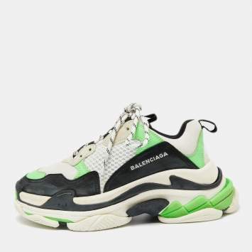 Pre Owned Balenciaga Multicolor Leather And Mesh Triple S Clear Sneakers Size 39