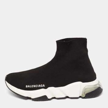 Pre Owned Balenciaga Black Knit Fabric Speed LT Sneakers Size 38 