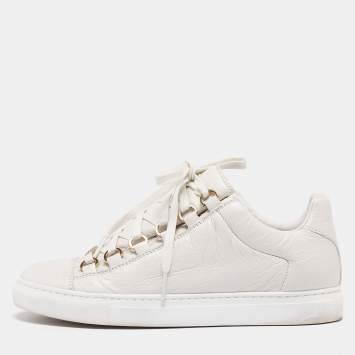 Pre Owned Balenciaga White Leather Arena Lace Up  Sneakers Size 36