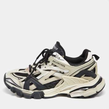 Pre Owned Balenciaga Multicolor Leather and Mesh Track 2 Open Sneakers Size 37