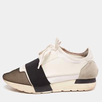 Balenciaga Tricolor Leather And Mesh Race Runner Sneakers Size 37