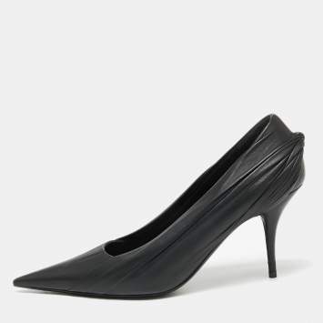 Pre Owned Balenciaga Black Leather Knife Pumps Size 40