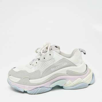 Pre Owned Balenciaga  Multicolor Mesh And Leather Triple S Sneakers Size 36