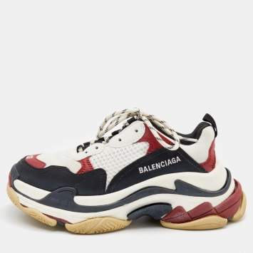 Pre Owned Balenciaga Multicolor Mesh And Nubuck Leather Triple S Sneakers Size 37