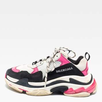 Pre Owned Balenciaga Multicolor Leather and Mesh Triple S Sneakers Size 39