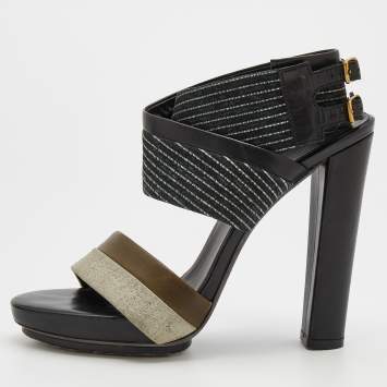 Pre Owned Balenciaga Multicolor Leather Ankle Wrap Sandals Size 39