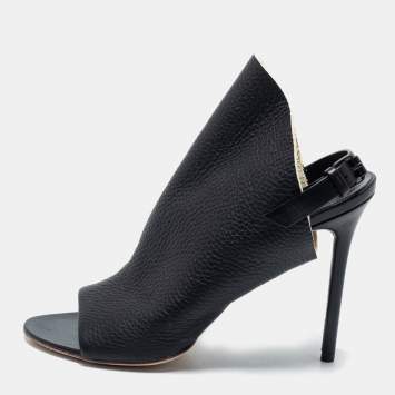 Pre Owned Balenciaga Black Leather Glove Slingback Sandals Size 36