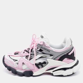 Pre Owned Balenciaga Multicolor Leather and Mesh Track Sneakers Size 38