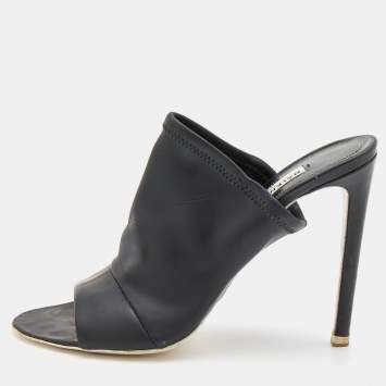 Pre Owned Balenciaga Black Neoprene Glove Open Toe Mules Size 35.5