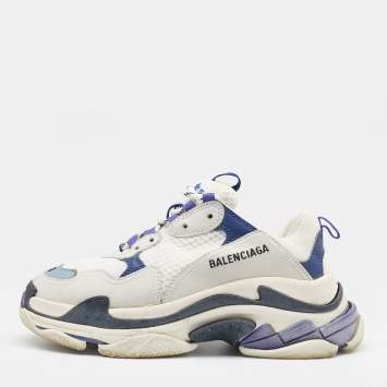 Pre Owned Balenciaga Multicolour Leather and Mesh Triple S Sneakers Size 38