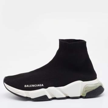 Pre Owned Balenciaga Black Knit Fabric Speed 2.0 Sneakers Size 38