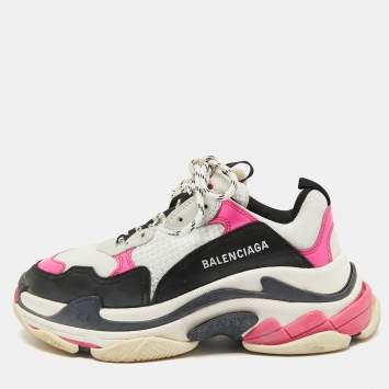 Pre Owned Balenciaga Multicolor Fabric and Leather Triple S Sneakers Size 38