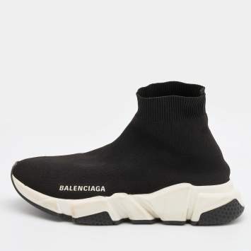 Pre Owned Balenciaga Black Knit Fabric Speed 2.0 Sneakers Size 37