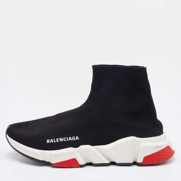 Pre Owned Balenciaga Black Knit Fabric Speed 2.0 Slip On Sneakers Size 39