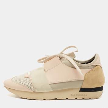 Pre Owned Balenciaga Tricolor Leather And Fabric Race Runner Sneakers Size 39